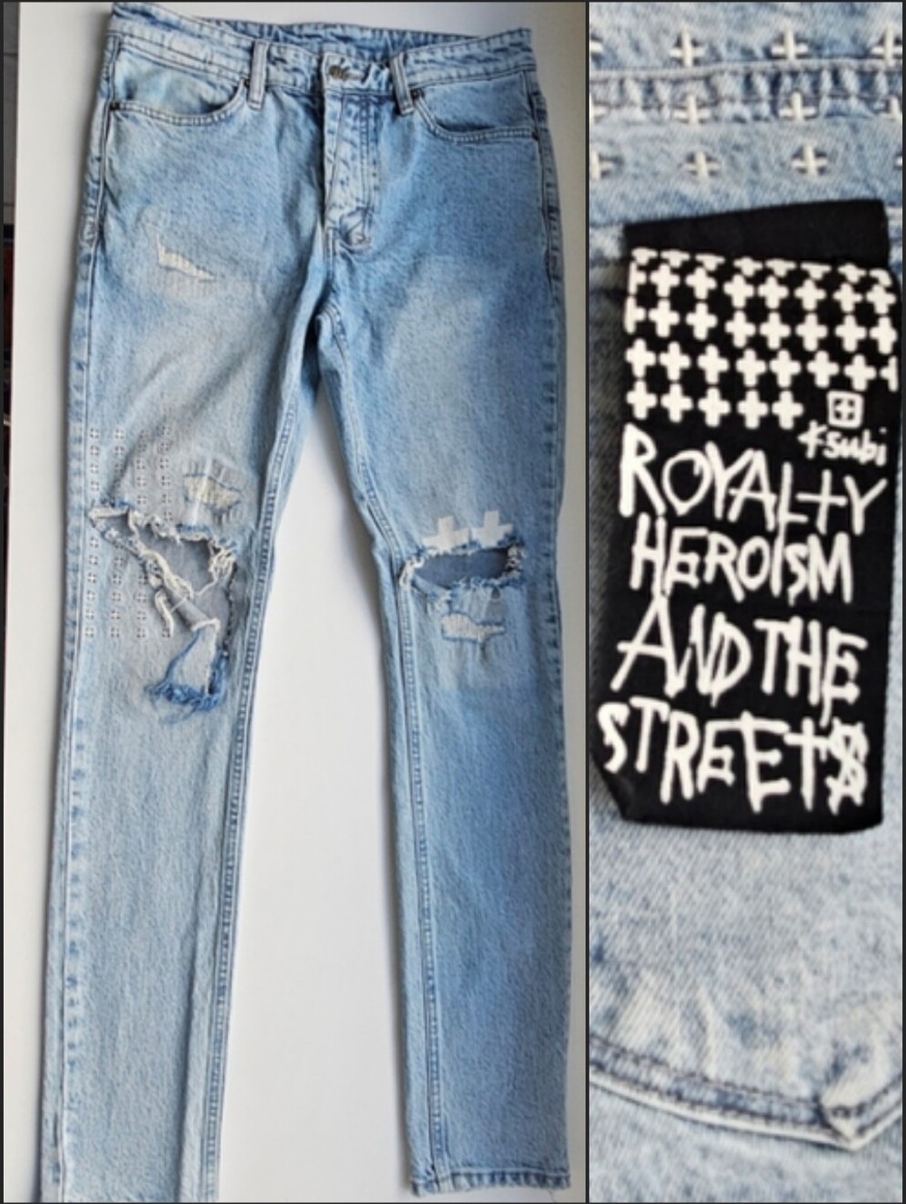 Ksubi Chitch Classic Blue Trashed Washed Slim Denim Jeans